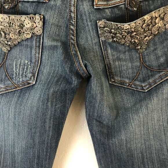 Do Denim Blue Jeans with metal buttons  detail around pockets size 27 - Picture 7 of 11